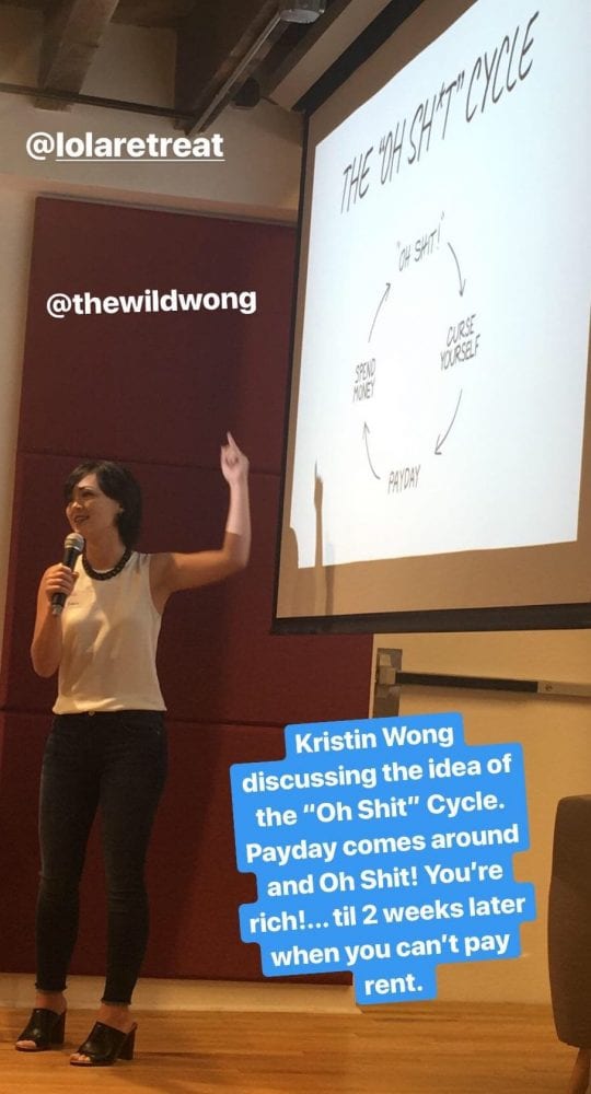 Kristin Wong speaks at the Lola Retreat in 2018