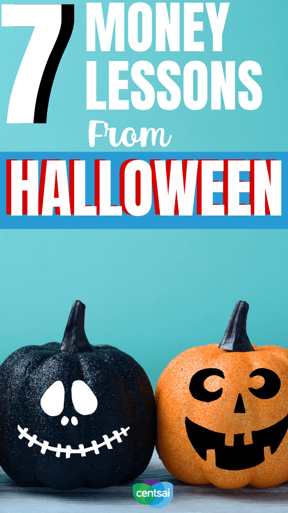 7 Financial Lessons That Halloween Can Teach Kids. Did you know that Halloween is about more than just binging on candy? Learn how trick-or-treating can provide financial literacy for kids. #budget #financialliteracyblog